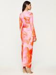 DASKA Athena Abstract Twist Detail Maxi Dress, Pink/Multi