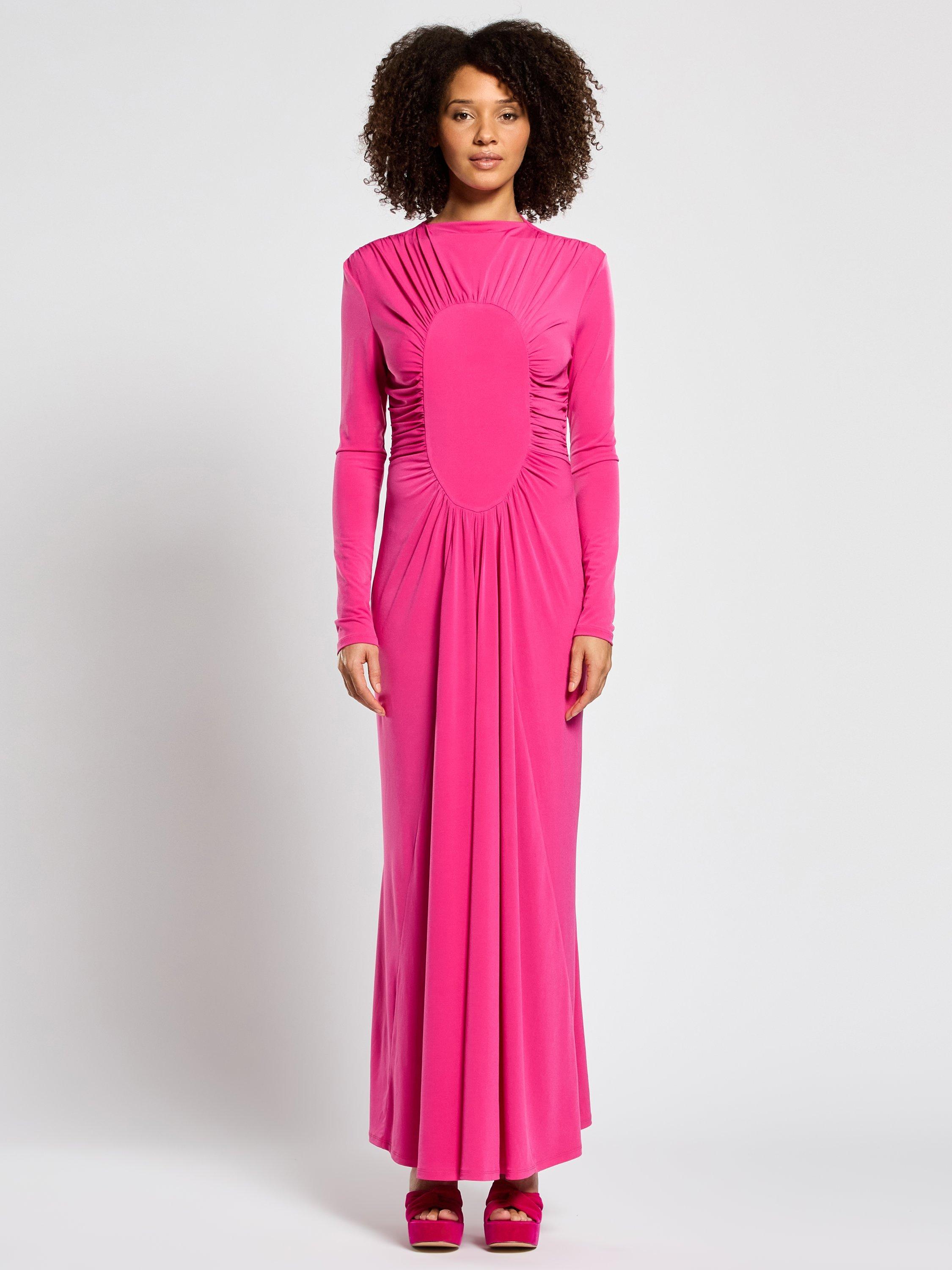 Product image 1 of 3, which shows DASKA Chara Ruched Maxi Dress, Pink, XS
