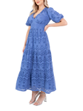 Lovedrobe Floral Broderie Anglaise Maxi Dress, Blue