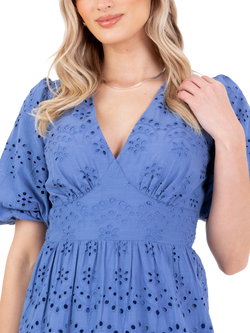 Lovedrobe Floral Broderie Anglaise Maxi Dress, Blue - view 2, Blue