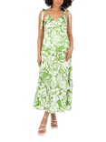 Lovedrobe Floral Tie Shoulder Midaxi Dress, Green/White