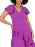 Lovedrobe Floral Ruffle Detail Midaxi Dress, Pink