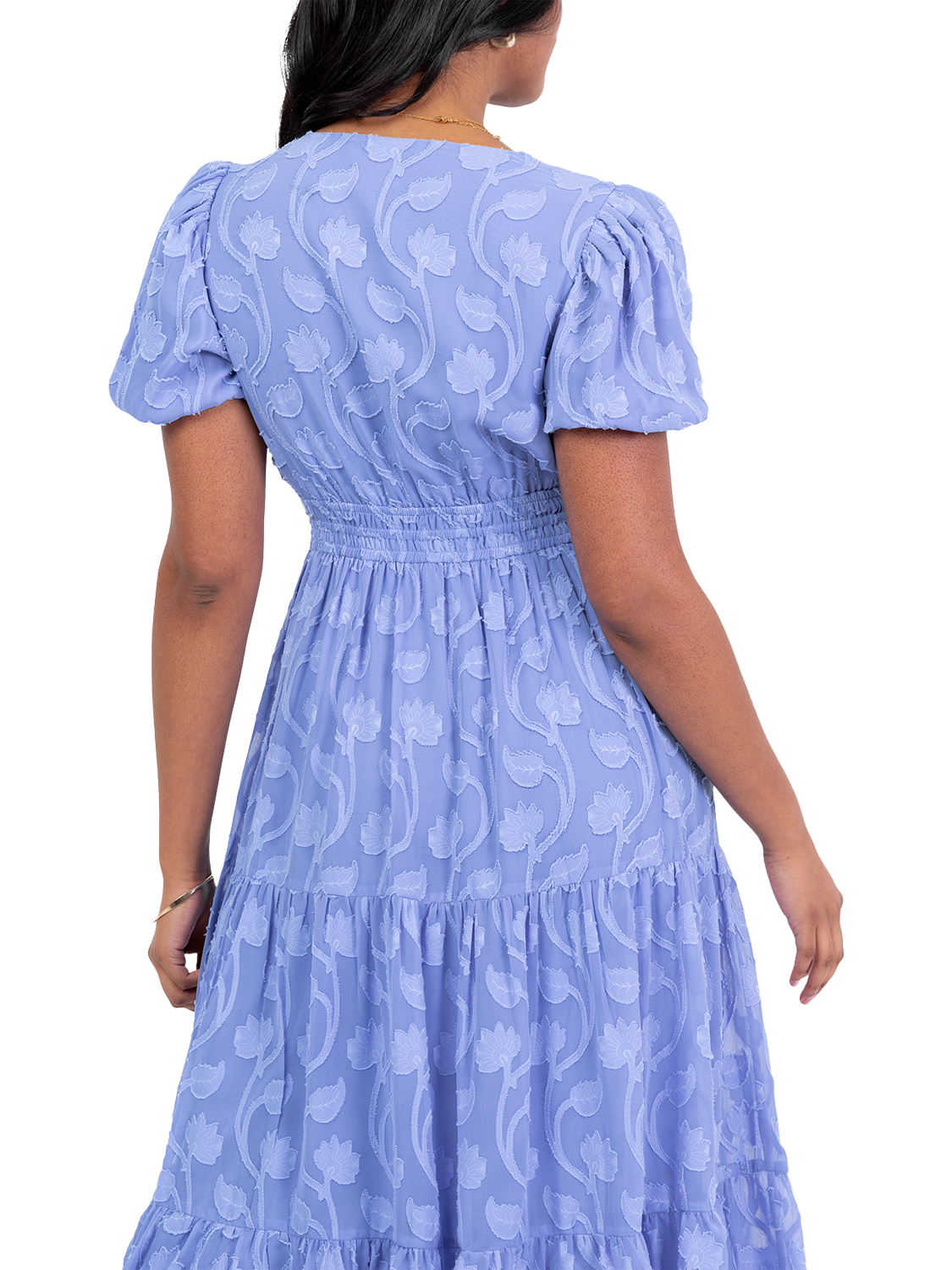 Product image 4 of 5, which shows Lovedrobe Floral Burn Out Midi Dress, Blue, 8