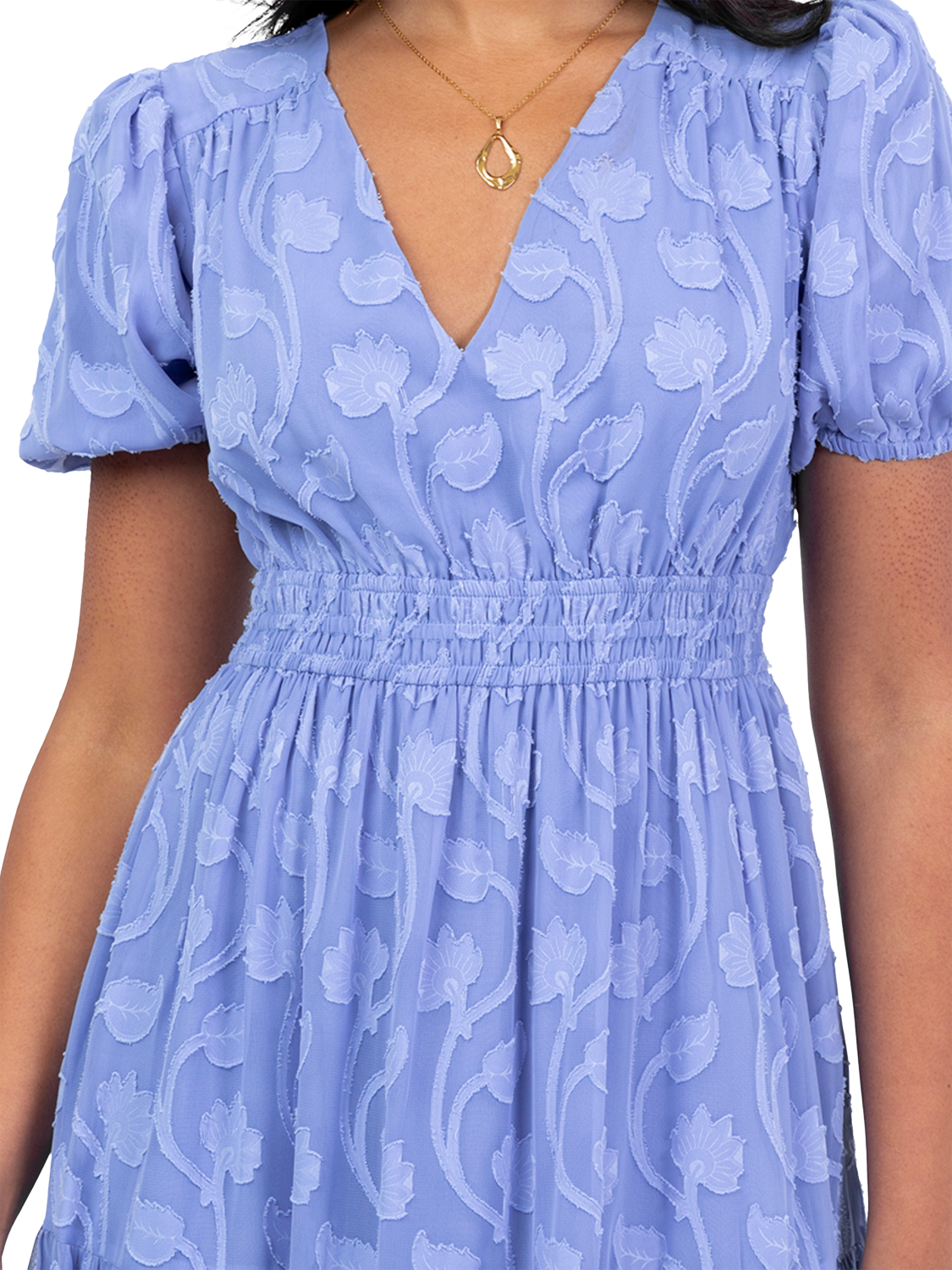 Product image 5 of 5, which shows Lovedrobe Floral Burn Out Midi Dress, Blue, 8
