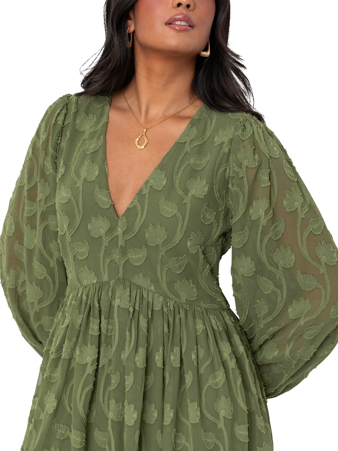 Product image 2 of 8, which shows Lovedrobe Floral Embroidered Mini Dress, Khaki, 8