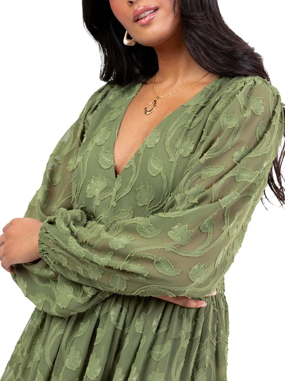Product image 5 of 8, which shows Lovedrobe Floral Embroidered Mini Dress, Khaki, 8