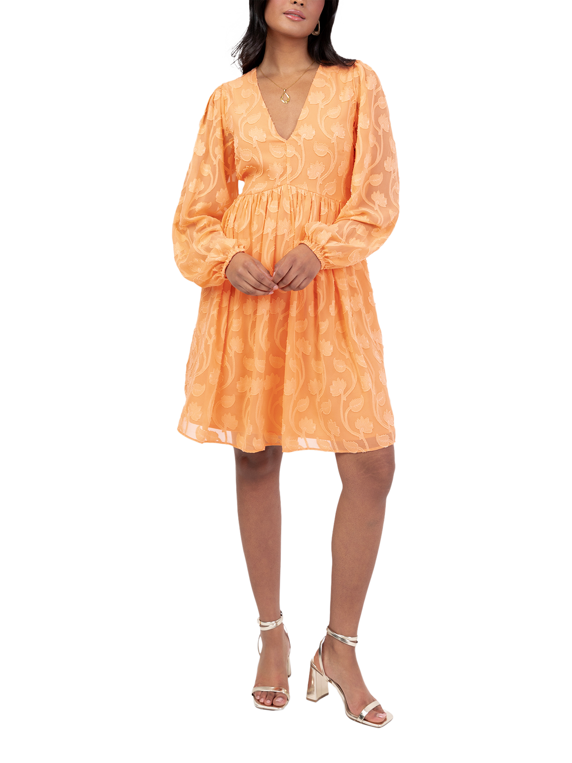 Product image 1 of 11, which shows Lovedrobe Floral Embroidered Mini Dress, Orange, 8
