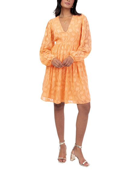Lovedrobe Floral Embroidered Mini Dress, Orange