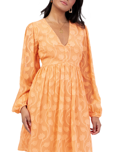 Lovedrobe Floral Embroidered Mini Dress - view 2, Orange