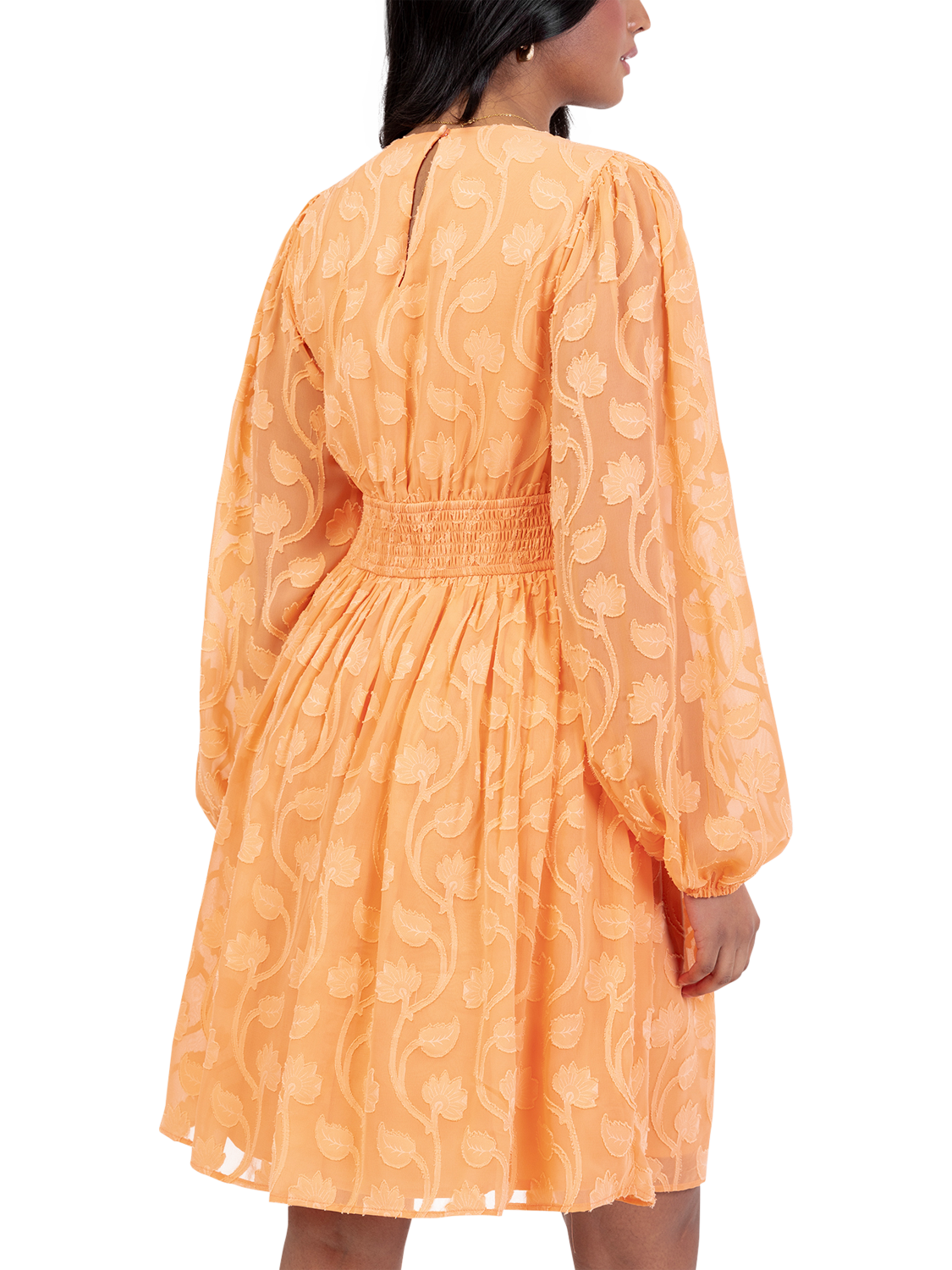 Product image 3 of 11, which shows Lovedrobe Floral Embroidered Mini Dress, Orange, 8