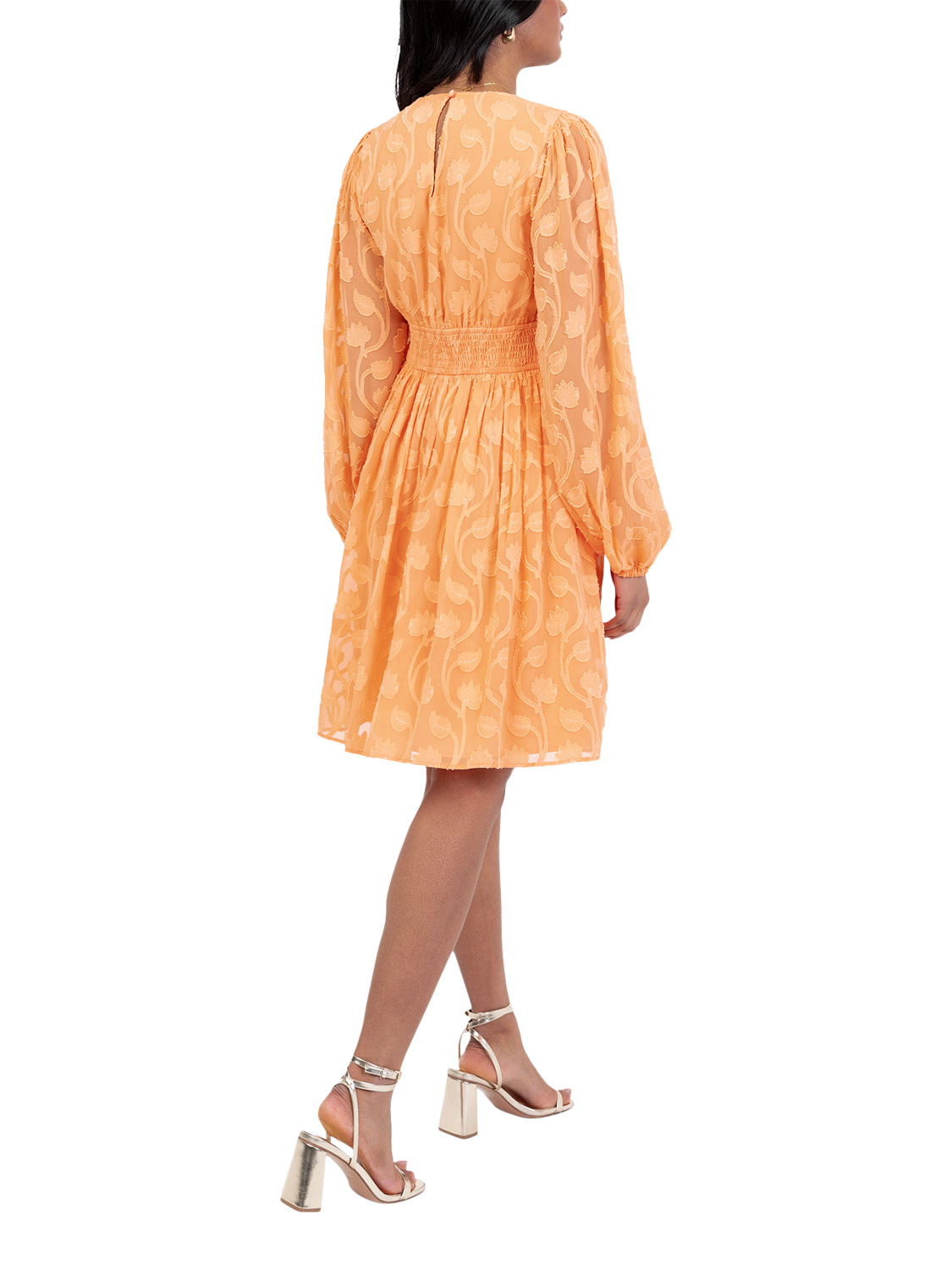 Product image 4 of 11, which shows Lovedrobe Floral Embroidered Mini Dress, Orange, 8