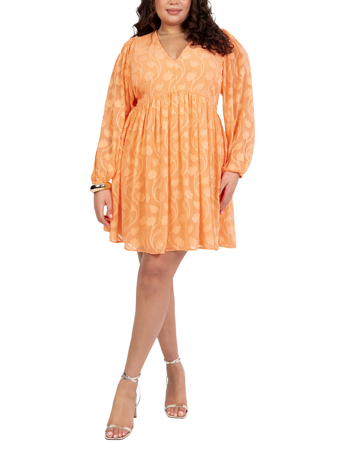 Product image 5 of 11, which shows Lovedrobe Floral Embroidered Mini Dress, Orange, 8
