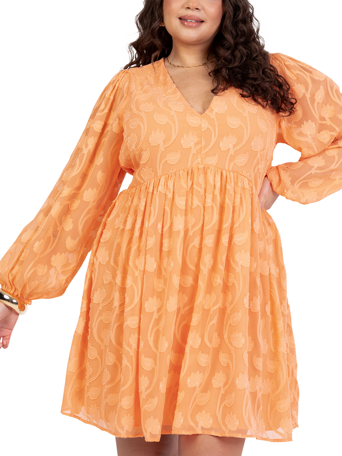Product image 6 of 11, which shows Lovedrobe Floral Embroidered Mini Dress, Orange, 8