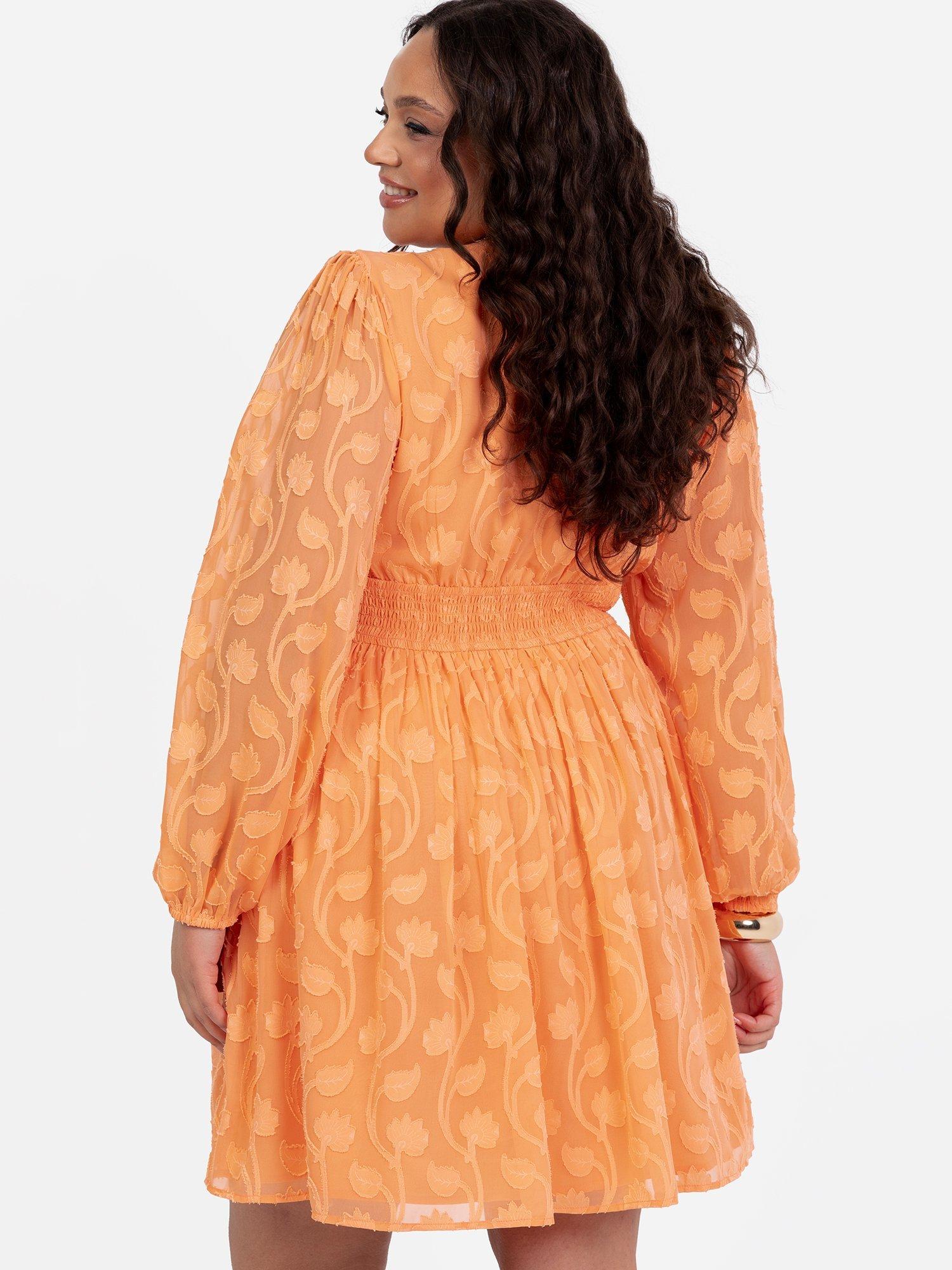 Product image 8 of 11, which shows Lovedrobe Floral Embroidered Mini Dress, Orange, 8