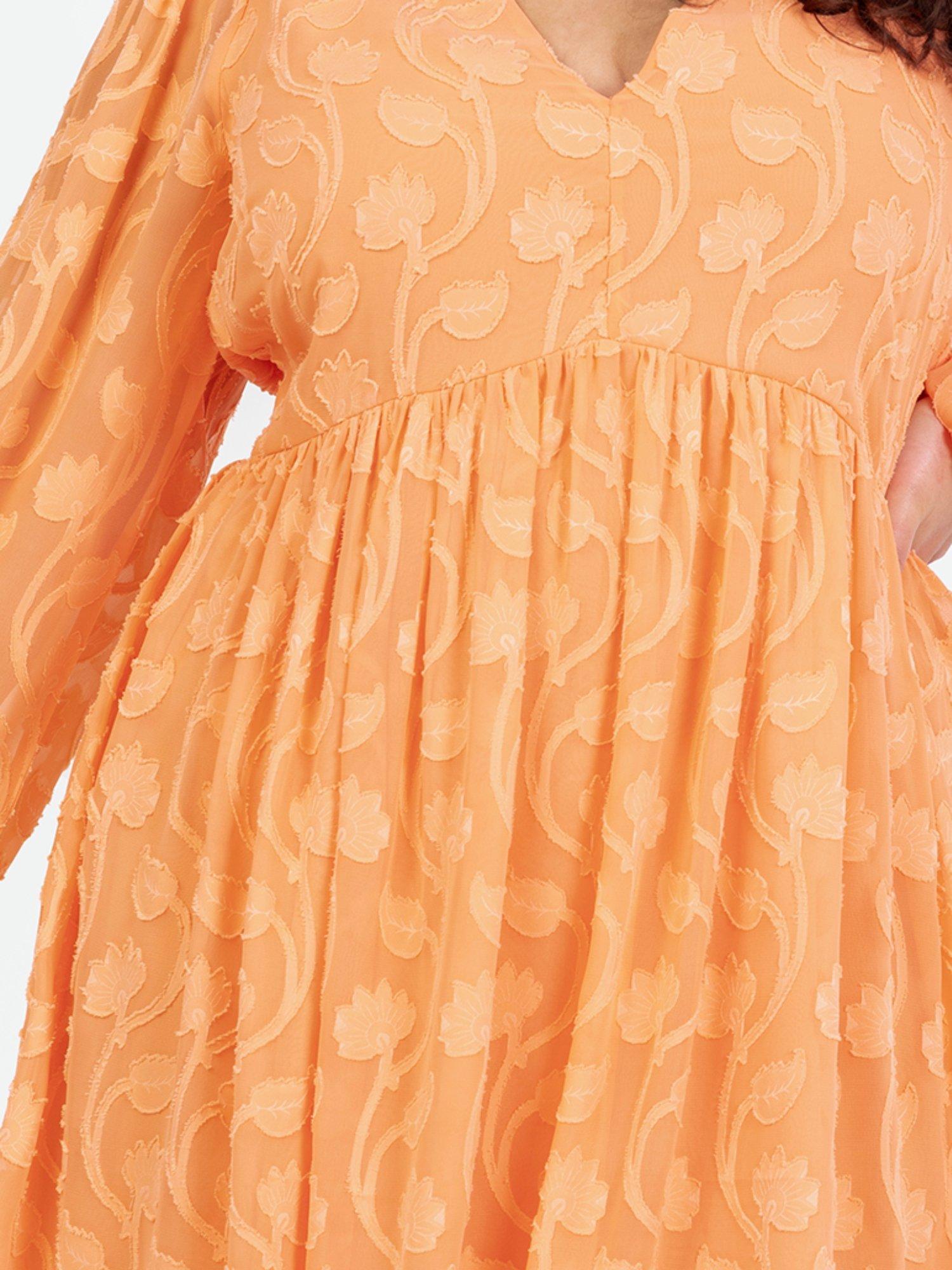 Product image 9 of 11, which shows Lovedrobe Floral Embroidered Mini Dress, Orange, 8