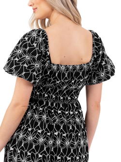 Lovedrobe Patterned Cotton Midi Dress, Black/ White