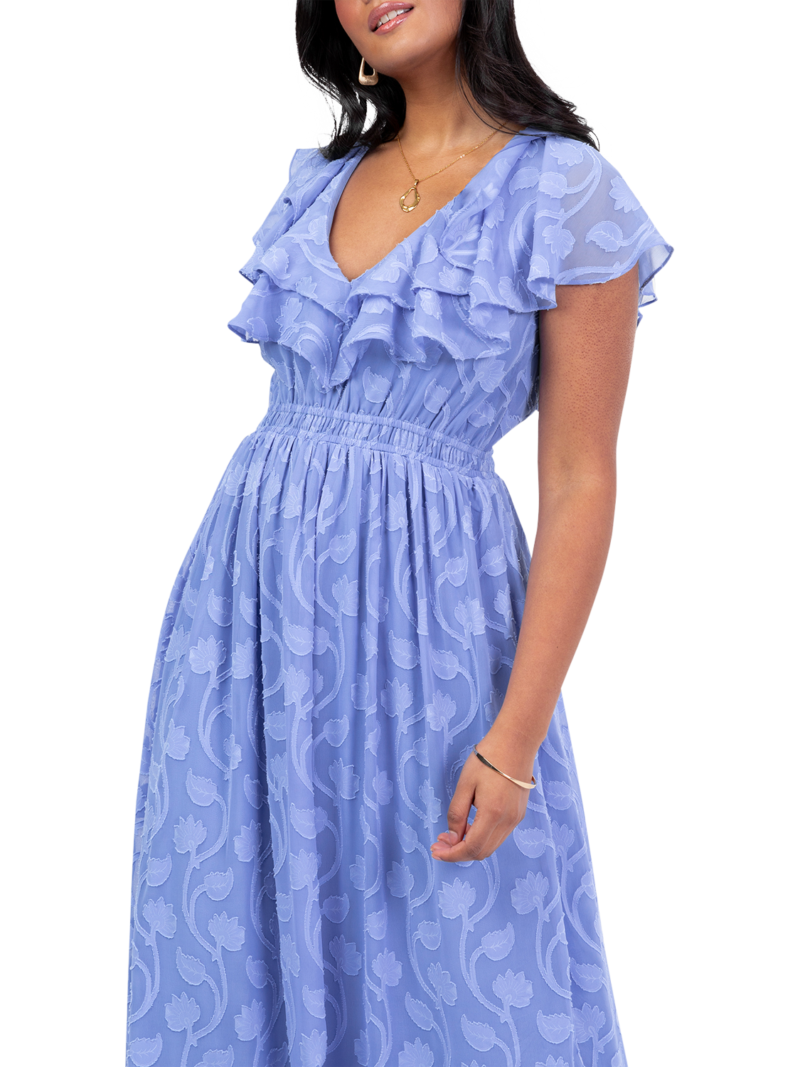 Product image 2 of 11, which shows Lovedrobe Floral Embroidered Maxi Dress, Blue, 8