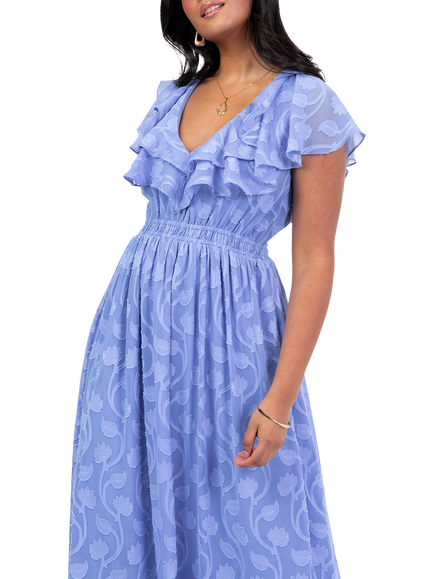 Lovedrobe Floral Embroidered Maxi Dress - view 2, Blue