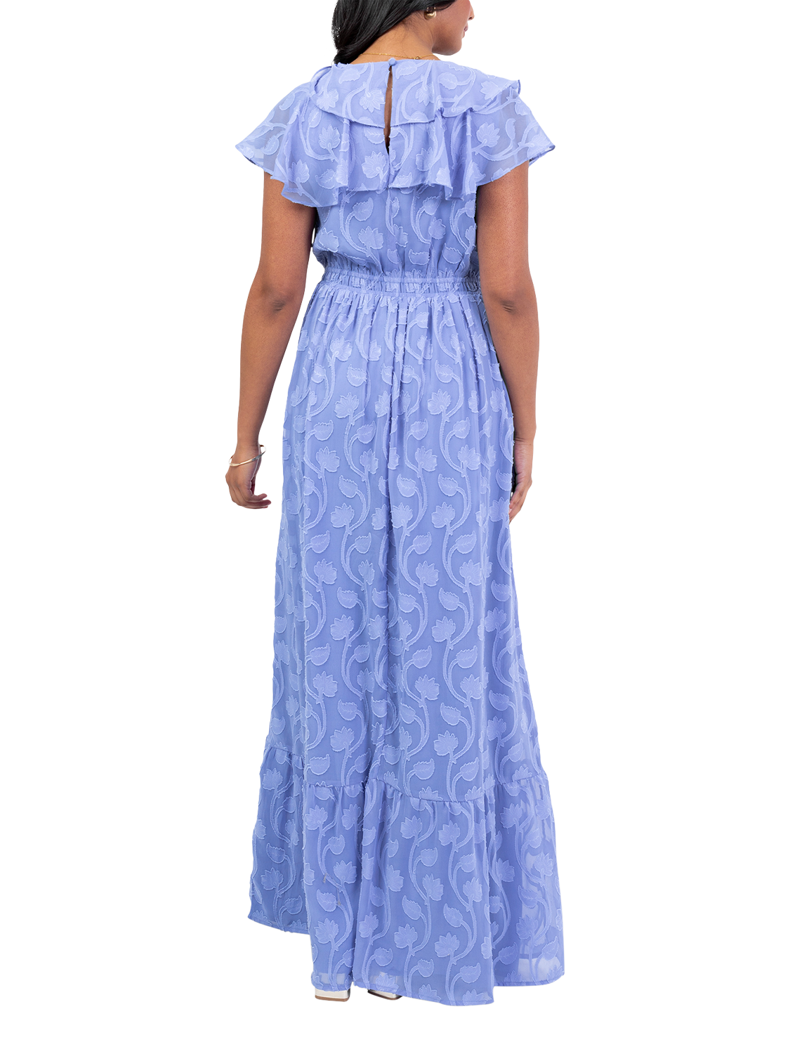 Product image 3 of 11, which shows Lovedrobe Floral Embroidered Maxi Dress, Blue, 8
