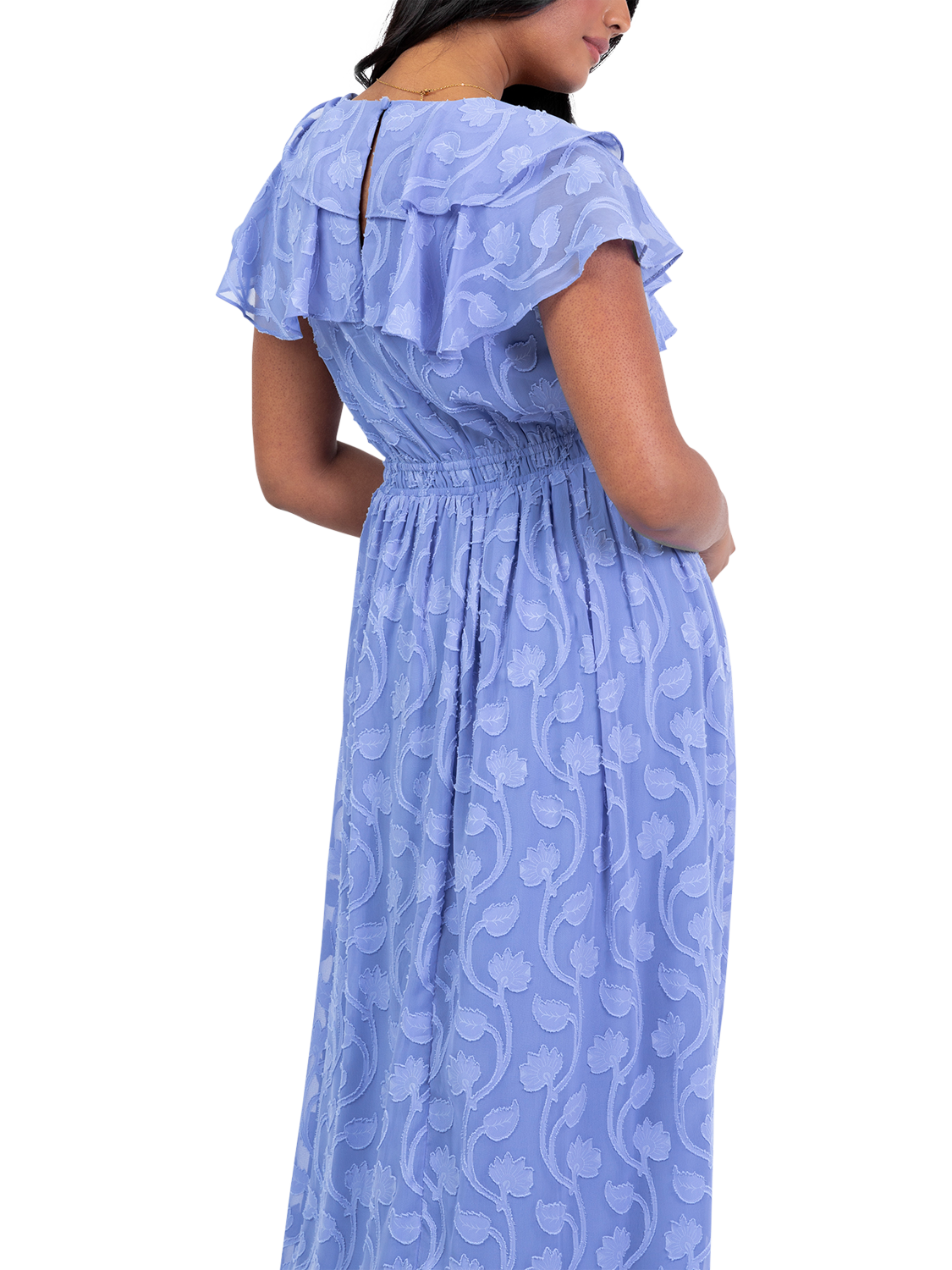 Product image 4 of 11, which shows Lovedrobe Floral Embroidered Maxi Dress, Blue, 8