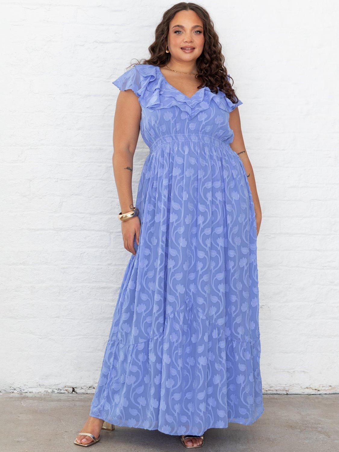 Product image 10 of 11, which shows Lovedrobe Floral Embroidered Maxi Dress, Blue, 8