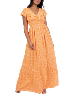 Lovedrobe Floral Embroidered Maxi Dress, Orange