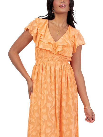 Lovedrobe Floral Embroidered Maxi Dress - view 2, Orange