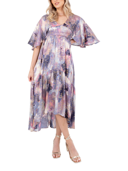 Lovedrobe Angel Sleeve Marble Print Midi Dress, Multi