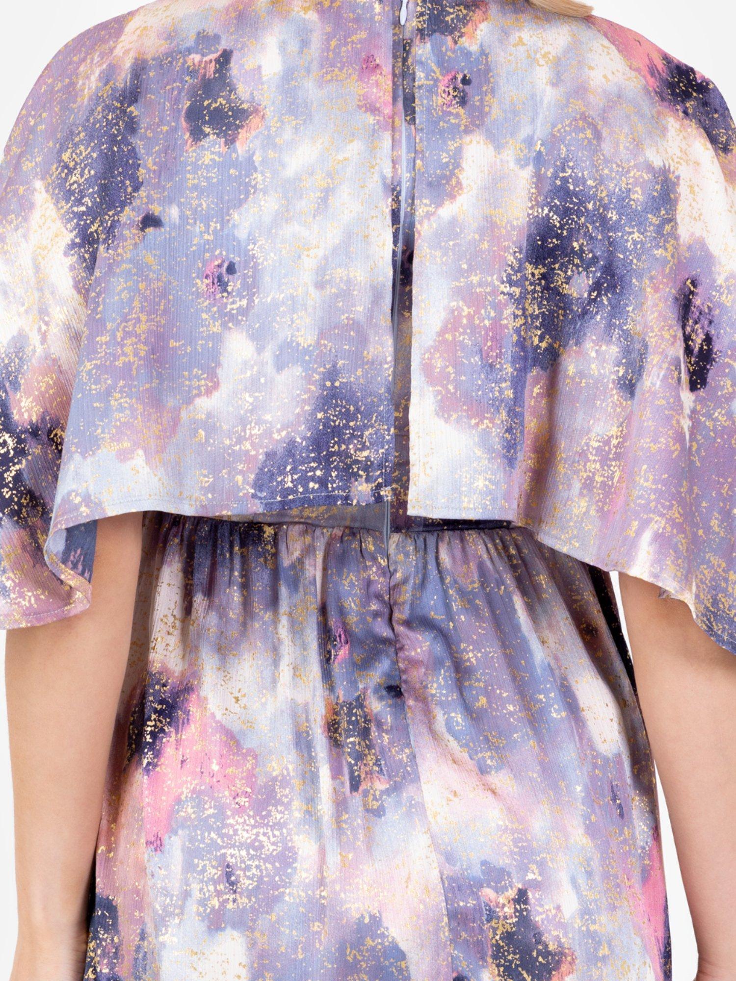 Product image 11 of 11, which shows Lovedrobe Angel Sleeve Marble Print Midi Dress, Multi, 8