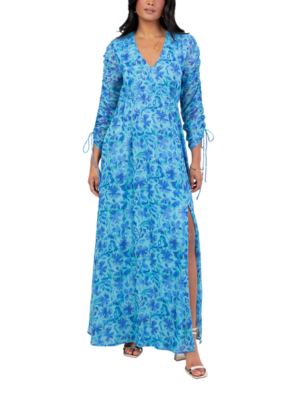 Lovedrobe Leaf Print Maxi Dress, Blue, Blue Print