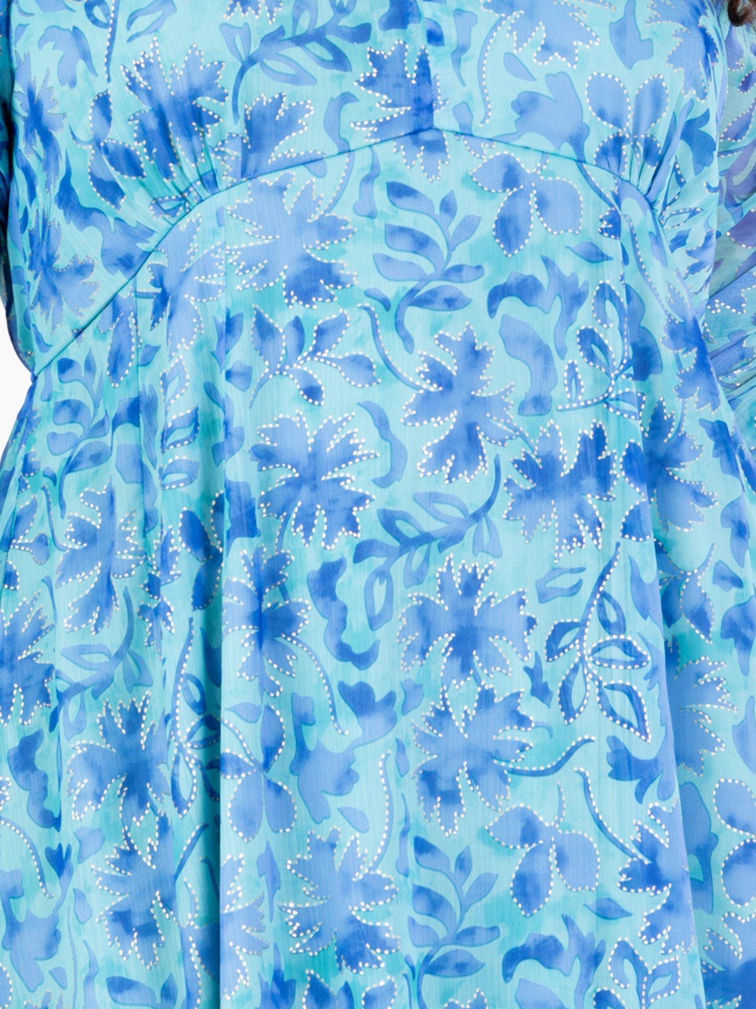 Product image 11 of 11, which shows Lovedrobe Leaf Print Maxi Dress, Blue Print, 8