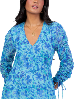 Lovedrobe Leaf Print Maxi Dress, Blue - view 2, Blue Print