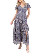 Phase Eight Evelin Floral Frill Midi Dress, Ivory/Multi