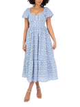 Lovedrobe Broderie Anglaise Tie Back Midaxi Dress, Blue/ White