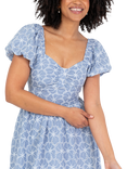 Lovedrobe Broderie Anglaise Tie Back Midaxi Dress, Blue/ White