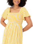 Lovedrobe Gingham Flutter Sleeve Milkmaid Midaxi Dress, Yellow Gingham