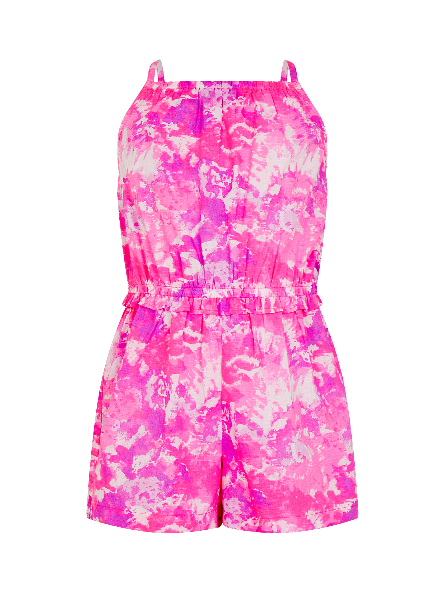 Product image 1 of 3, which shows Angels by Accessorize Kids' Tie Dye Playsuit, Brights Multi, 11-12 years