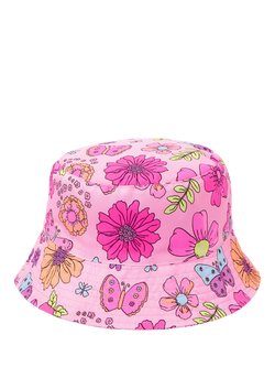 Angels by Accessorize Kids' Floral Print Bucket Hat, Pastel Multi, Pastel Multi