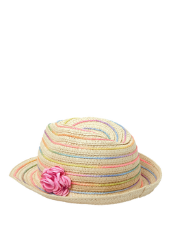 Angels by Accessorize Kids' Corsage Woven Trilby Hat, Pastel Multi - view 2, Pastel Multi