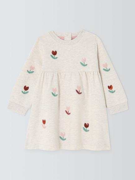 John Lewis Baby Cotton Tulip Dress, Natural, Natural