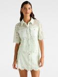 Forever New Lola Elbow Sleeve Lace Shirt, Light Green