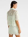 Forever New Lola Elbow Sleeve Lace Shirt, Light Green
