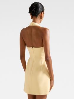 Forever New Petite Ricki Halterneck Mini Dress, Spring Daffodil - view 2, Spring Daffodil