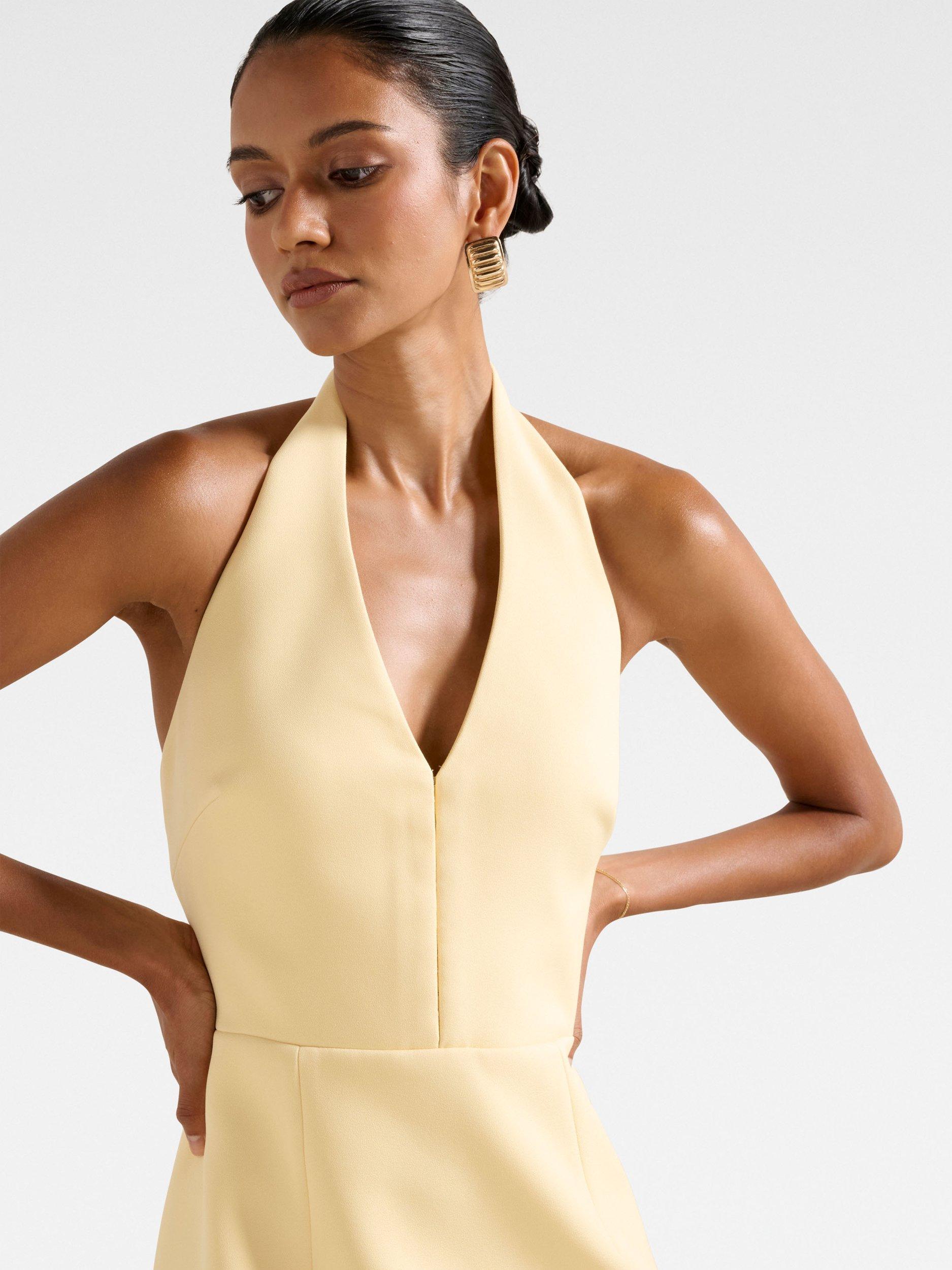 Product image 4 of 5, which shows Forever New Petite Ricki Halterneck Mini Dress, Spring Daffodil, 4