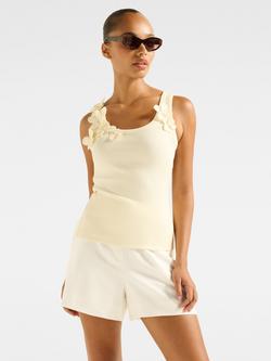 Forever New Pia Applique Scoop Neck Tank Top, Lemon Drop, Lemon Drop