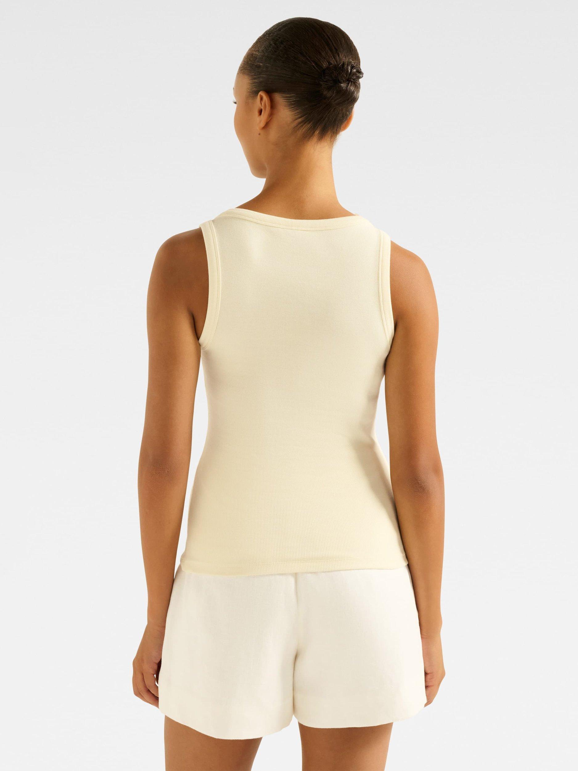 Product image 2 of 5, which shows Forever New Pia Applique Scoop Neck Tank Top, Lemon Drop, L