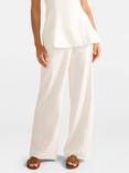 Forever New Posey Wide Leg Pure Linen Trousers, Porcelain