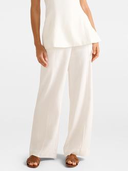 Forever New Posey Wide Leg Pure Linen Trousers, Porcelain, Porcelain