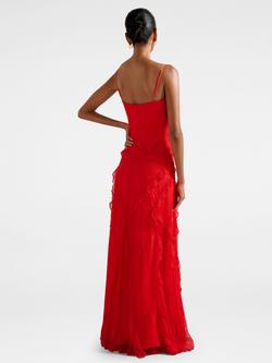 Forever New Petite Gabrielle Ruffle Maxi Dress, Chilli Red - view 2, Chilli Red