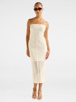 Forever New Arianna Crochet Midi Dress, Porcelain, Porcelain